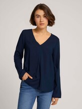 Bluse mit V-Ausschnitt - Frauen - Sky Captain Blue Bluse mit V-Ausschnitt - Frauen - Sky Captain Blue - 1 - TOM TAILOR Denim