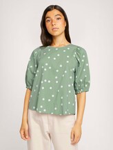 Shirt mit Ballonärmeln - Frauen - green dot print Shirt mit Ballonärmeln - Frauen - green dot print - 1 - TOM TAILOR Denim