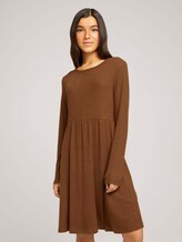 Mini Kleid mit Raffungen - Frauen - amber brown melange Mini Kleid mit Raffungen - Frauen - amber brown melange - 1 - TOM TAILOR Denim
