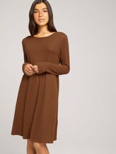Mini Kleid mit Raffungen - Frauen - amber brown melange Mini Kleid mit Raffungen - Frauen - amber brown melange - 5 - TOM TAILOR Denim