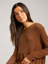 Mini Kleid mit Raffungen - Frauen - amber brown melange Mini Kleid mit Raffungen - Frauen - amber brown melange - 9 - TOM TAILOR Denim