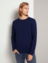 Langarmshirt in Melange-Optik - Männer - Sky Captain Blue Non-Solid Langarmshirt in Melange-Optik - Männer - Sky Captain Blue Non-Solid - 1 - TOM TAILOR Denim