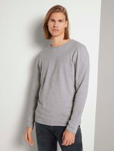 Langarmshirt in Melange-Optik - Männer - Light Stone Grey Melange Langarmshirt in Melange-Optik - Männer - Light Stone Grey Melange - 1 - TOM TAILOR Denim