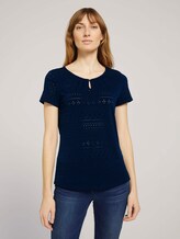 T-Shirt mit Strukturmuster - Frauen - Sky Captain Blue T-Shirt mit Strukturmuster - Frauen - Sky Captain Blue - 1 - TOM TAILOR