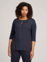 Dotted blouse with LENZING ™ ECOVERO ™ - Women - navy brown dot Dotted blouse with LENZING ™ ECOVERO ™ - Women - navy brown dot - 1 - My True Me