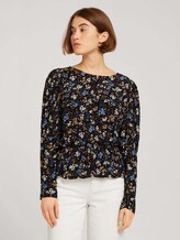 Bluse mit Ballonärmeln - Frauen - black blue flower print Bluse mit Ballonärmeln - Frauen - black blue flower print - 1 - TOM TAILOR Denim