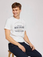 Print t-shirt with organic cotton - Men - Off White Print t-shirt with organic cotton - Men - Off White - 5 - TOM TAILOR
