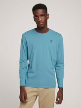 Basic long-sleeved shirt made of organic cotton - Men - smokey aqua Basic long-sleeved shirt made of organic cotton - Men - smokey aqua - 1 - TOM TAILOR