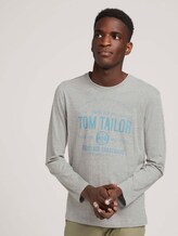 Biologisch katoenen shirt met lange mouwen en print - Mannen - Middle Grey Melange Biologisch katoenen shirt met lange mouwen en print - Mannen - Middle Grey Melange - 1 - TOM TAILOR