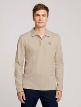 Polo Langarmshirt - Männer - cosy soft beige melange Polo Langarmshirt - Männer - cosy soft beige melange - 1 - TOM TAILOR