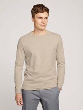 Langarmshirt mit Bio-Baumwolle - Männer - cosy soft beige melange Langarmshirt mit Bio-Baumwolle - Männer - cosy soft beige melange - 1 - TOM TAILOR