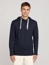 Shirt met lange mouwen en capuchon van biologisch katoen - Mannen - sky captain blue white melange Shirt met lange mouwen en capuchon van biologisch katoen - Mannen - sky captain blue white melange - 1 - TOM TAILOR