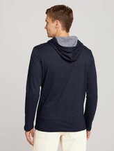 Shirt met lange mouwen en capuchon van biologisch katoen - Mannen - sky captain blue white melange Shirt met lange mouwen en capuchon van biologisch katoen - Mannen - sky captain blue white melange - 2 - TOM TAILOR