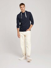 Shirt met lange mouwen en capuchon van biologisch katoen - Mannen - sky captain blue white melange Shirt met lange mouwen en capuchon van biologisch katoen - Mannen - sky captain blue white melange - 3 - TOM TAILOR