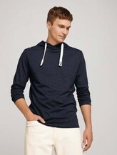 Shirt met lange mouwen en capuchon van biologisch katoen - Mannen - sky captain blue white melange Shirt met lange mouwen en capuchon van biologisch katoen - Mannen - sky captain blue white melange - 5 - TOM TAILOR
