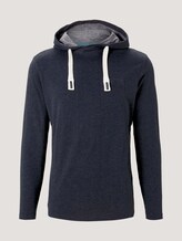 Shirt met lange mouwen en capuchon van biologisch katoen - Mannen - sky captain blue white melange Shirt met lange mouwen en capuchon van biologisch katoen - Mannen - sky captain blue white melange - 7 - TOM TAILOR