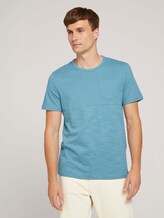 Striped t-shirt with a chest pocket - Men - smokey aqua white melange Striped t-shirt with a chest pocket - Men - smokey aqua white melange - 1 - TOM TAILOR