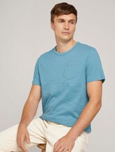 Striped t-shirt with a chest pocket - Men - smokey aqua white melange Striped t-shirt with a chest pocket - Men - smokey aqua white melange - 5 - TOM TAILOR