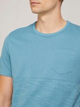 Striped t-shirt with a chest pocket - Men - smokey aqua white melange Striped t-shirt with a chest pocket - Men - smokey aqua white melange - 9 - TOM TAILOR