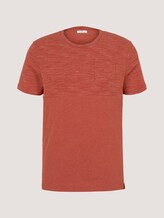 Gestreiftes T-Shirt mit Brusttasche - Männer - chili red white melange Gestreiftes T-Shirt mit Brusttasche - Männer - chili red white melange - 7 - TOM TAILOR