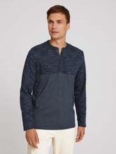 Long-sleeved shirt with fine stripes - Men - sky captain blue white melange Long-sleeved shirt with fine stripes - Men - sky captain blue white melange - 1 - TOM TAILOR