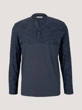 Long-sleeved shirt with fine stripes - Men - sky captain blue white melange Long-sleeved shirt with fine stripes - Men - sky captain blue white melange - 7 - TOM TAILOR