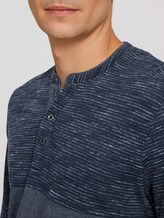 Long-sleeved shirt with fine stripes - Men - sky captain blue white melange Long-sleeved shirt with fine stripes - Men - sky captain blue white melange - 9 - TOM TAILOR