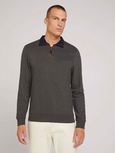 Sweatshirt with a troyer collar - Men - Cyber Grey Melange Sweatshirt with a troyer collar - Men - Cyber Grey Melange - 1 - TOM TAILOR