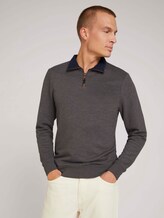 Sweatshirt with a troyer collar - Men - Cyber Grey Melange Sweatshirt with a troyer collar - Men - Cyber Grey Melange - 5 - TOM TAILOR
