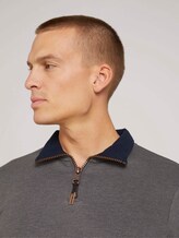 Sweatshirt with a troyer collar - Men - Cyber Grey Melange Sweatshirt with a troyer collar - Men - Cyber Grey Melange - 9 - TOM TAILOR