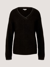 Lockerer Pullover mit V-Ausschnitt - Frauen - deep black Lockerer Pullover mit V-Ausschnitt - Frauen - deep black - 7 - TOM TAILOR