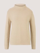 Textured sweater with organic cotton - Women - powder beige melange Textured sweater with organic cotton - Women - powder beige melange - 7 - TOM TAILOR