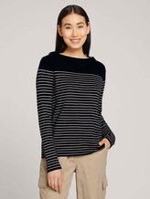Gestreifter Pullover mit Bio-Baumwolle - Frauen - navy sand stripe Gestreifter Pullover mit Bio-Baumwolle - Frauen - navy sand stripe - 5 - TOM TAILOR