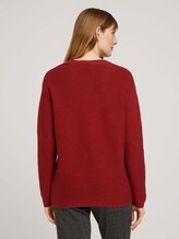 Trui met V-hals van biologisch katoen - Vrouwen - dark maroon red Trui met V-hals van biologisch katoen - Vrouwen - dark maroon red - 2 - TOM TAILOR
