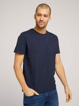 Basic T-Shirt - Männer - Knitted Navy Basic T-Shirt - Männer - Knitted Navy - 1 - TOM TAILOR