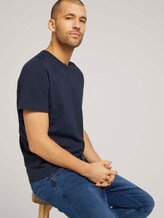 Basic T-Shirt - Männer - Knitted Navy Basic T-Shirt - Männer - Knitted Navy - 5 - TOM TAILOR