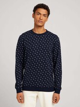 patterned sweatshirt - Men - navy leaf print patterned sweatshirt - Men - navy leaf print - 1 - TOM TAILOR Denim