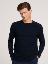 textured sweater made of organic cotton - Men - navy black mouline textured sweater made of organic cotton - Men - navy black mouline - 1 - TOM TAILOR Denim