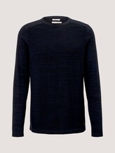 textured sweater made of organic cotton - Men - navy black mouline textured sweater made of organic cotton - Men - navy black mouline - 7 - TOM TAILOR Denim