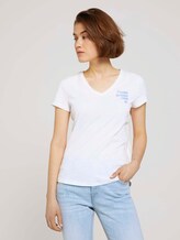 T-Shirt mit V-Ausschnitt - Frauen - White T-Shirt mit V-Ausschnitt - Frauen - White - 1 - TOM TAILOR Denim