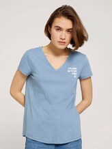 T-Shirt mit V-Ausschnitt - Frauen - soft mid blue T-Shirt mit V-Ausschnitt - Frauen - soft mid blue - 1 - TOM TAILOR Denim