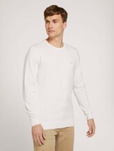 gemêleerde gebreide trui - Mannen - Knit White gemêleerde gebreide trui - Mannen - Knit White - 1 - TOM TAILOR