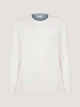 gemêleerde gebreide trui - Mannen - Knit White gemêleerde gebreide trui - Mannen - Knit White - 7 - TOM TAILOR