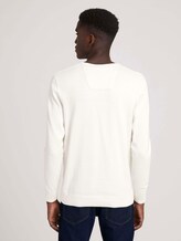 gemêleerde trui met V-hals - Mannen - Knit White gemêleerde trui met V-hals - Mannen - Knit White - 2 - TOM TAILOR