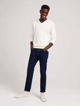gemêleerde trui met V-hals - Mannen - Knit White gemêleerde trui met V-hals - Mannen - Knit White - 3 - TOM TAILOR