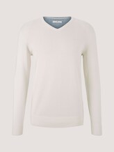 gemêleerde trui met V-hals - Mannen - Knit White gemêleerde trui met V-hals - Mannen - Knit White - 7 - TOM TAILOR