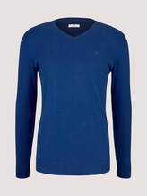 Melierter Pullover mit V-Ausschnitt - Männer - bright blue melange Melierter Pullover mit V-Ausschnitt - Männer - bright blue melange - 7 - TOM TAILOR