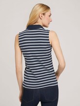 Mouwloos poloshirt met biologisch katoen - Vrouwen - navy mint irregular stripe Mouwloos poloshirt met biologisch katoen - Vrouwen - navy mint irregular stripe - 2 - TOM TAILOR