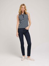 Mouwloos poloshirt met biologisch katoen - Vrouwen - navy mint irregular stripe Mouwloos poloshirt met biologisch katoen - Vrouwen - navy mint irregular stripe - 3 - TOM TAILOR