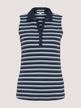 Mouwloos poloshirt met biologisch katoen - Vrouwen - navy mint irregular stripe Mouwloos poloshirt met biologisch katoen - Vrouwen - navy mint irregular stripe - 7 - TOM TAILOR